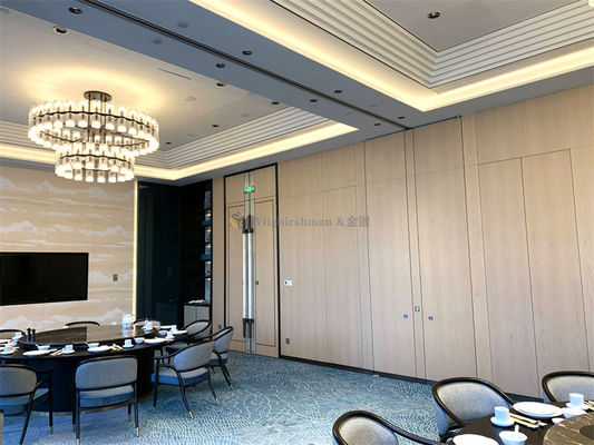 Customization Operable Partition Wall With Leather Fabric Wood Veneer Panel Surface